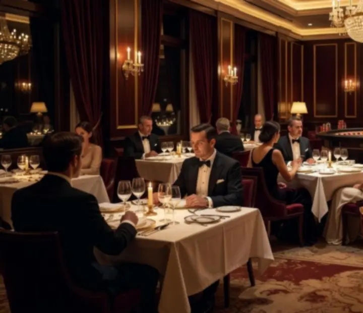 Cinematic ambijent restorana unutar casino prostora