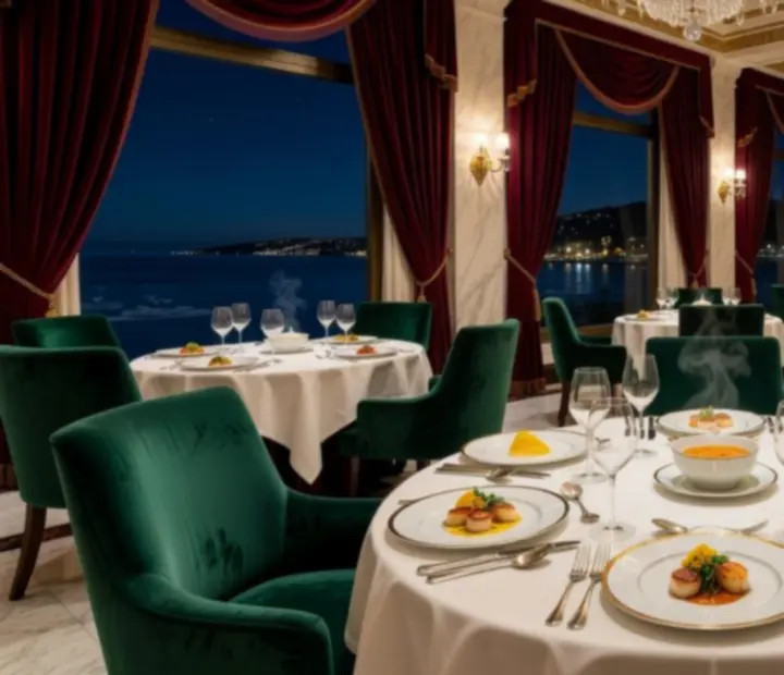 Luksuzni interijer casino restorana Star Issima s elegantno postavljenim stolovima i ambijentalnim osvjetljenjem.