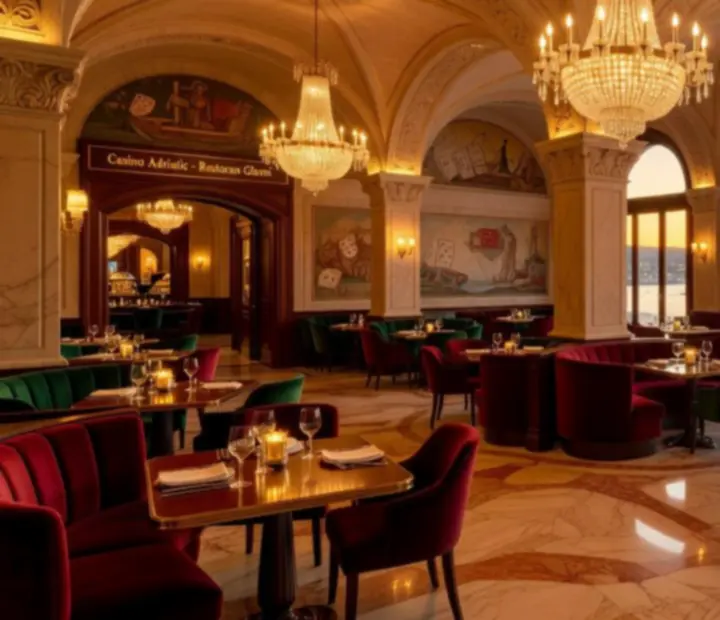 Luksuzan ambijent restorana smještenog unutar kasina u Hrvatskoj.