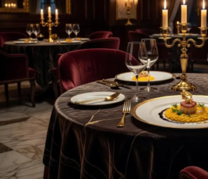 Potpisno jelo Star Issima restorana posluženo na luksuzno postavljenom stolu u casino ambijentu.