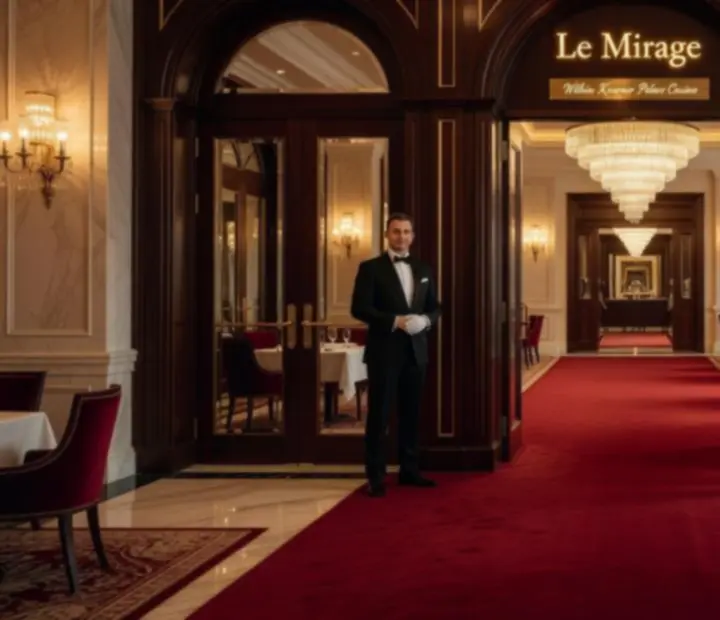 Cinematic ulaz u luksuzni restoran unutar casino resorta